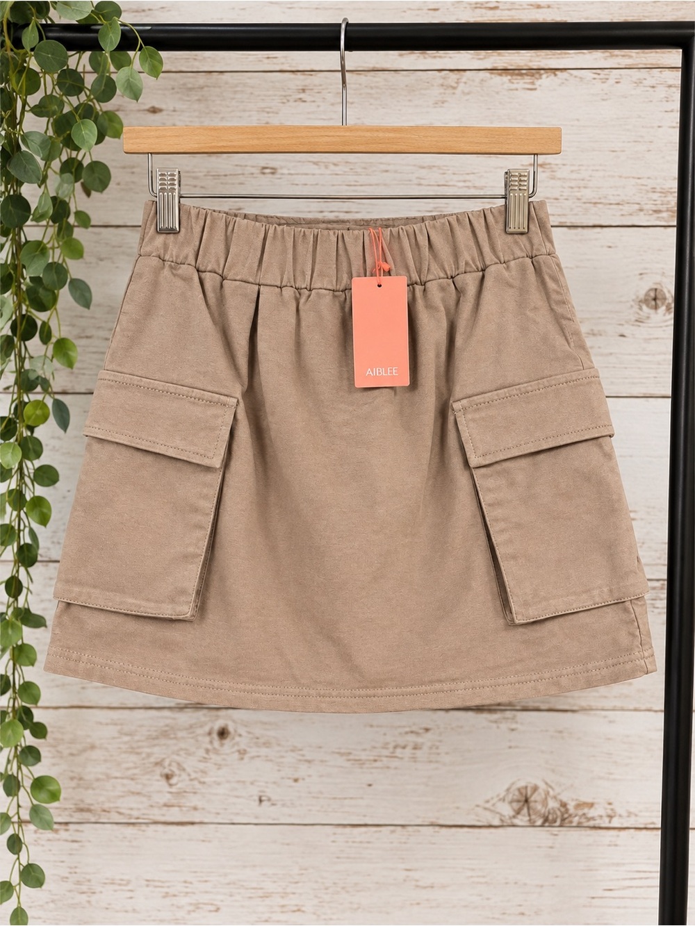 Women's Tan Utility Cargo Skirt - Casual Everyday Skirt